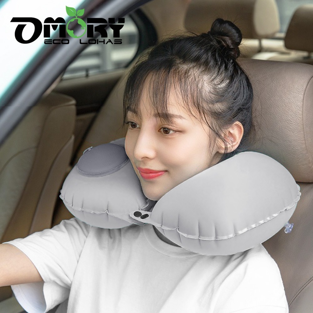 【OMORY】涼感素色按壓式充氣頸枕-細節圖4