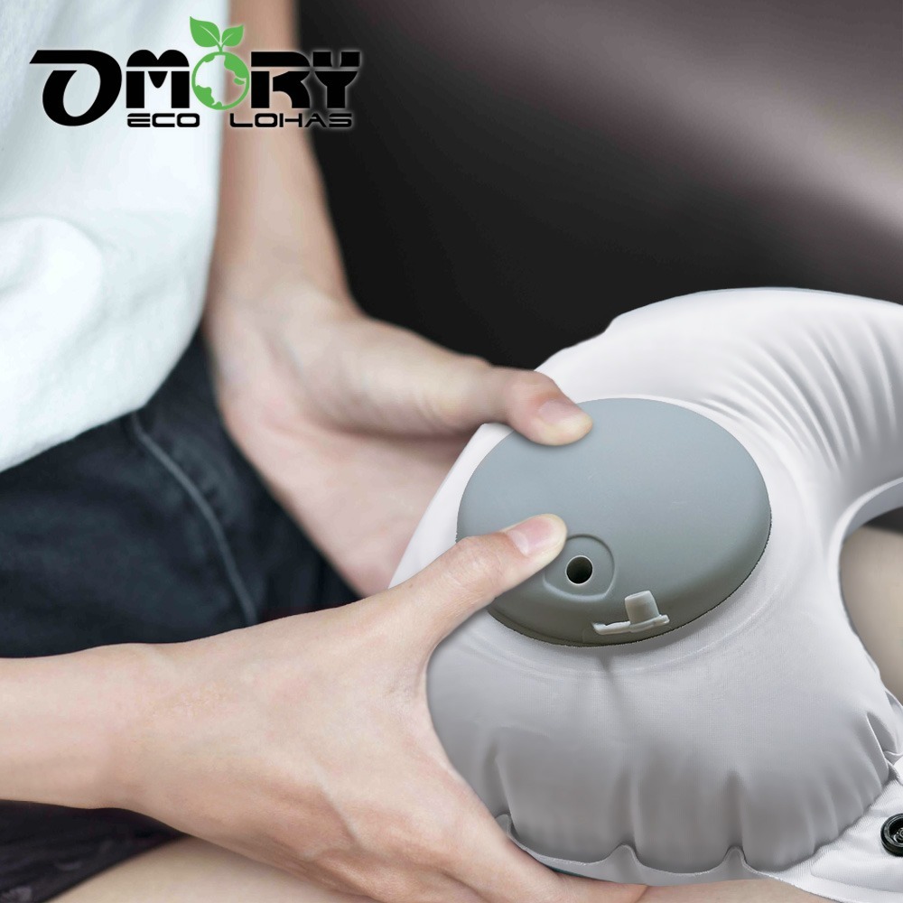 【OMORY】涼感素色按壓式充氣頸枕-細節圖6