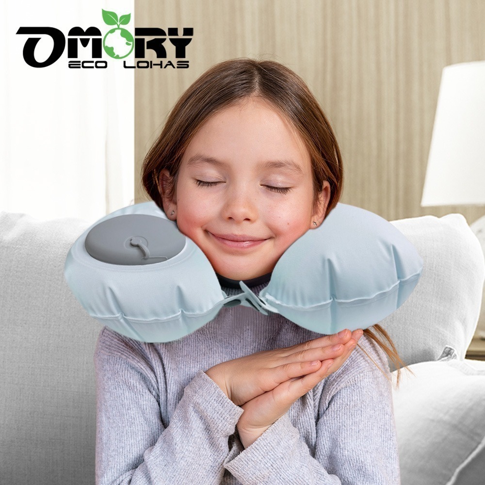 【OMORY】涼感素色按壓式充氣頸枕-細節圖2