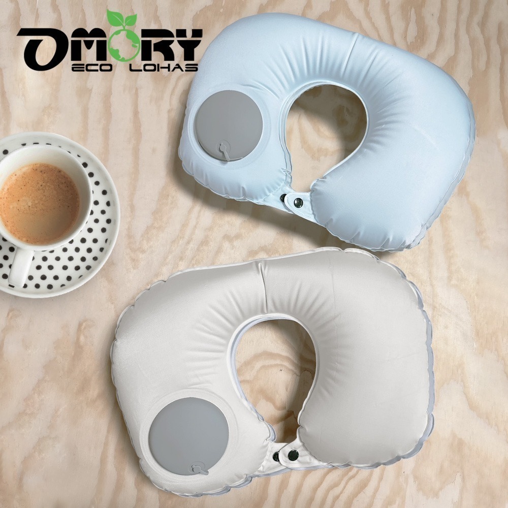 【OMORY】涼感素色按壓式充氣頸枕-細節圖9