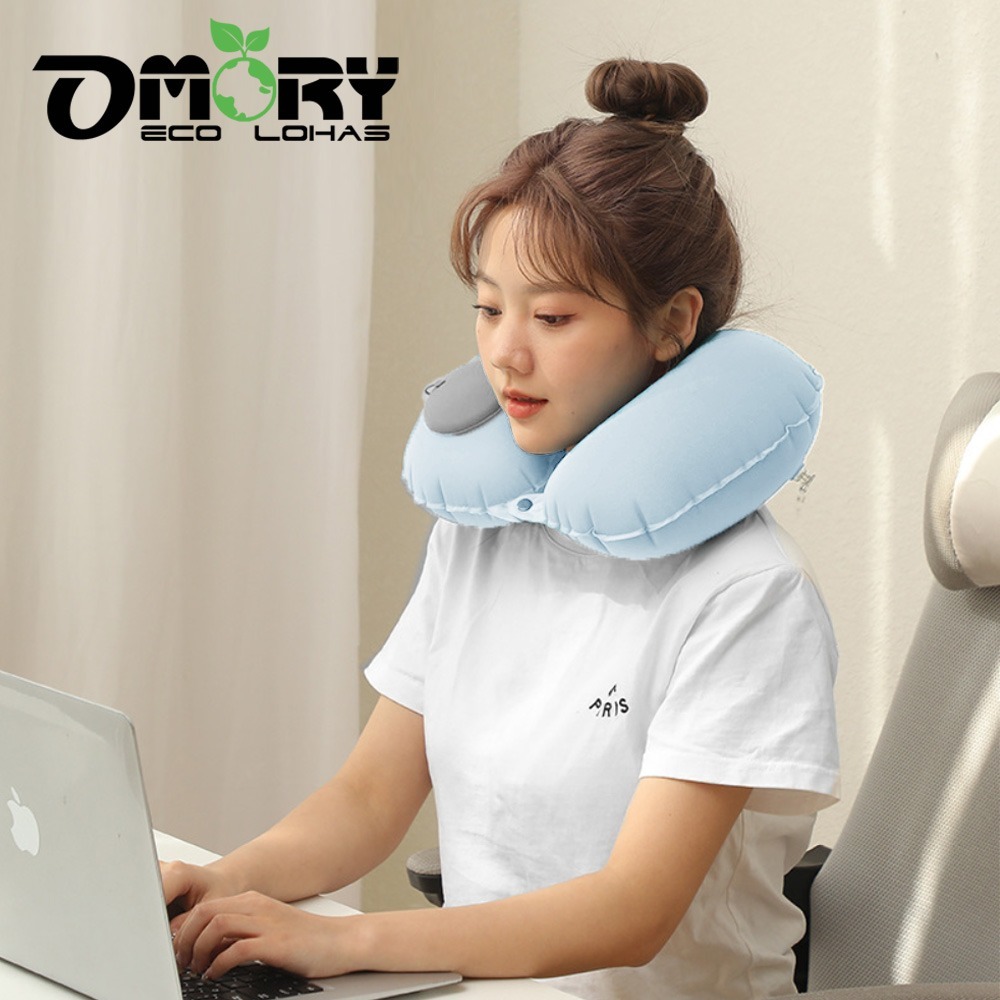 【OMORY】涼感素色按壓式充氣頸枕-規格圖11