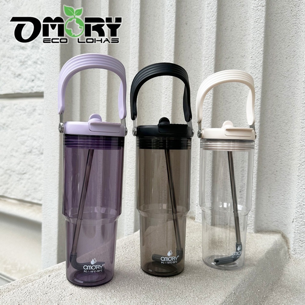 【限時購】【OMORY】清透PC可提吸管杯900ML 水瓶 飲料杯-細節圖5