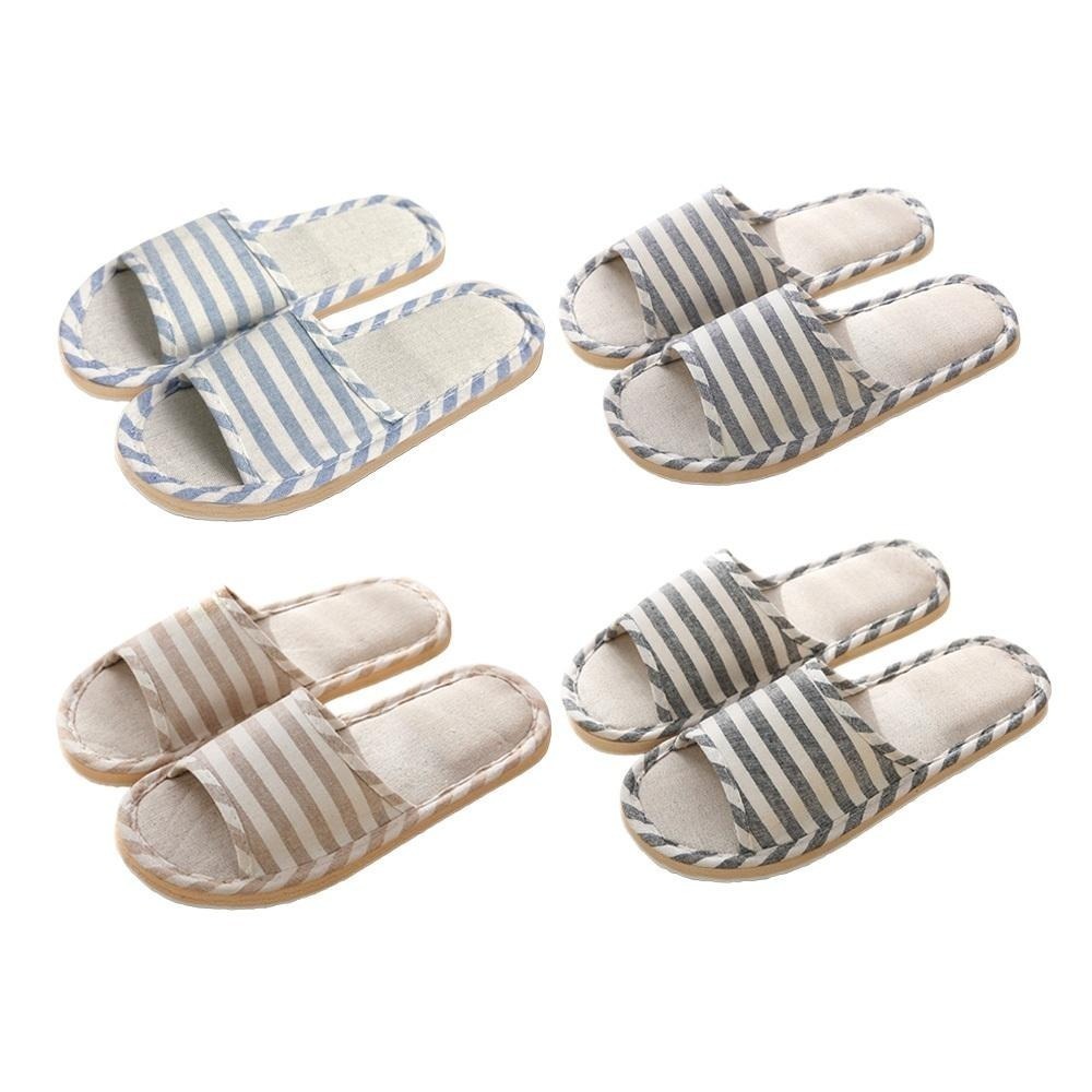 【OMORY】日式條紋四季室內拖 棉麻 透氣 條紋拖鞋-細節圖2
