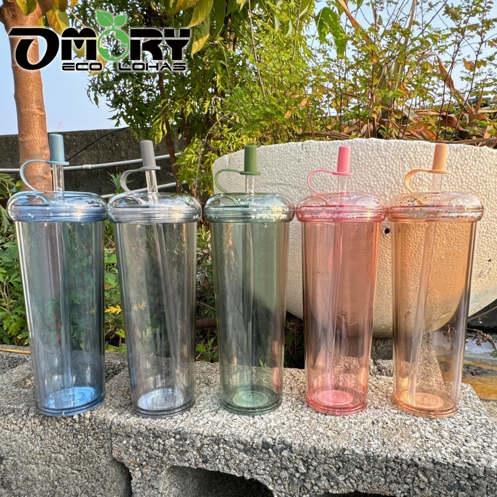 【OMORY】甜甜圈AS雙層吸管杯-700ML(附吸管)-細節圖3