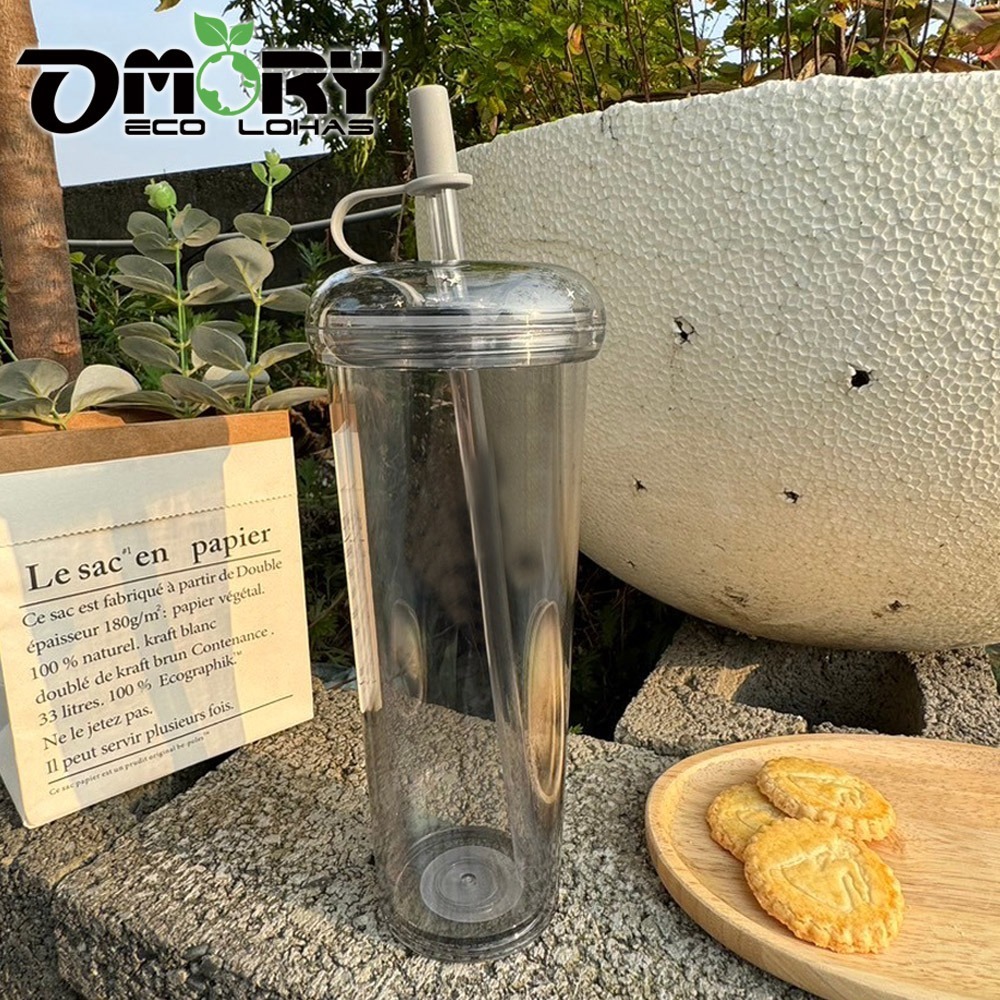 【OMORY】甜甜圈AS雙層吸管杯-700ML(附吸管)-細節圖5