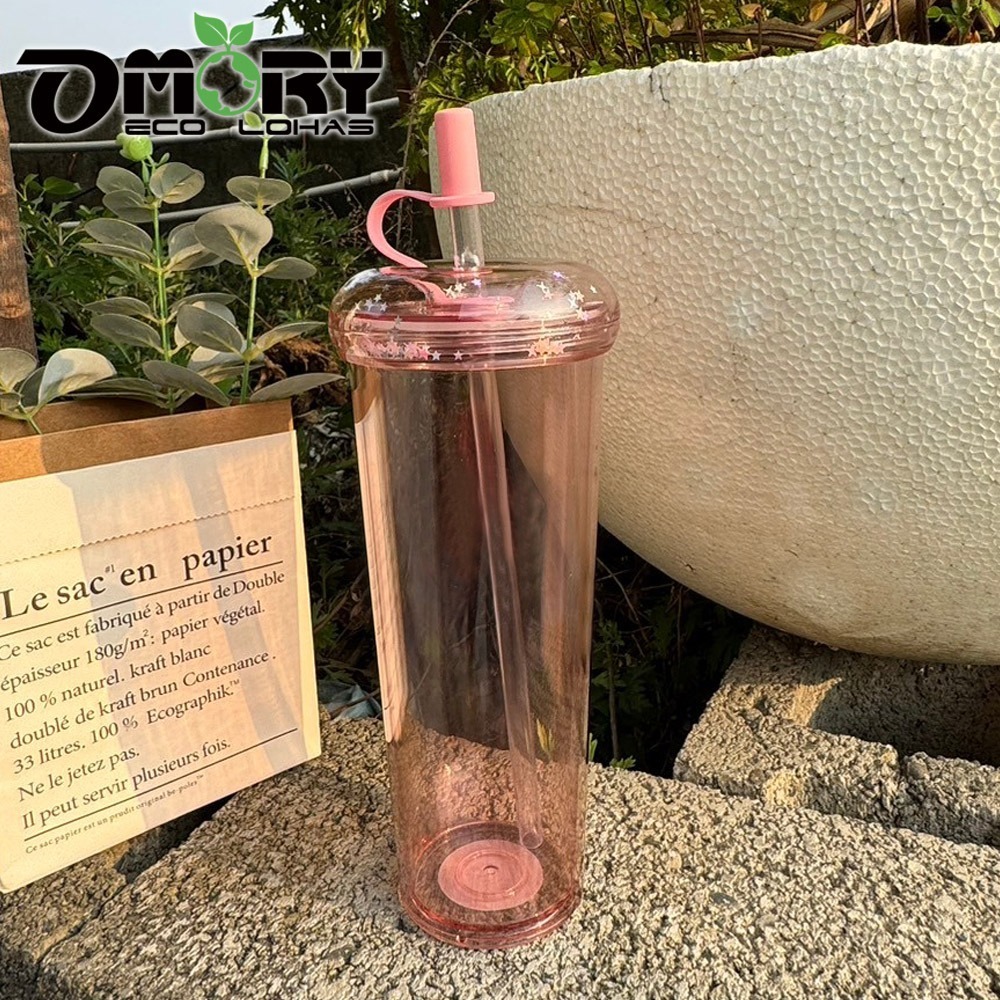 【OMORY】甜甜圈AS雙層吸管杯-700ML(附吸管)-細節圖6