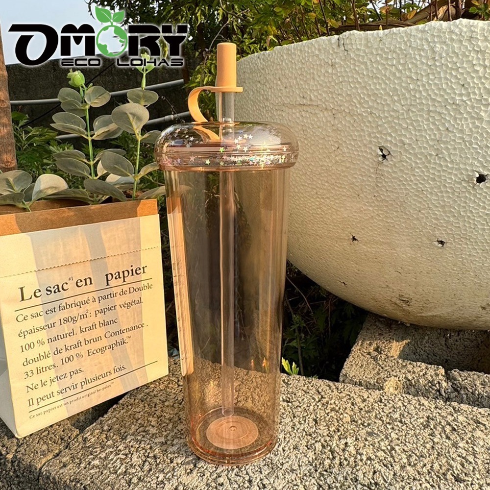 【OMORY】甜甜圈AS雙層吸管杯-700ML(附吸管)-細節圖8