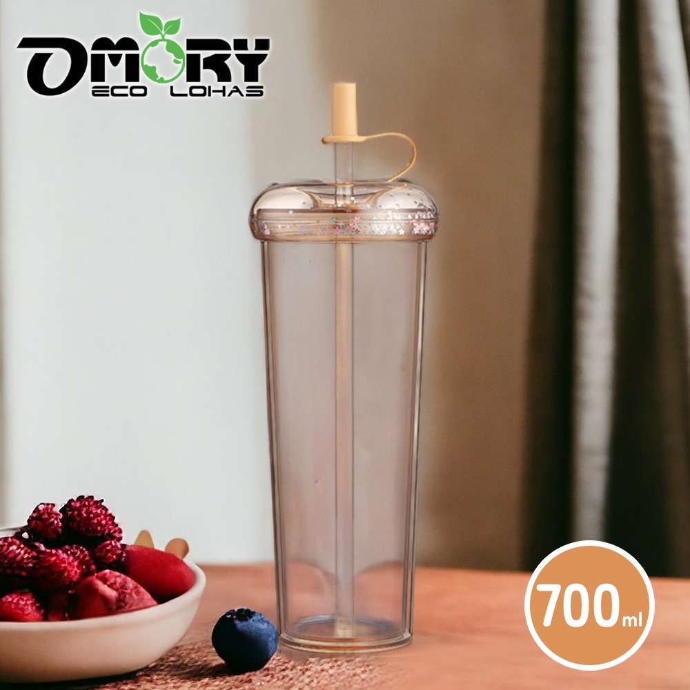 【OMORY】甜甜圈AS雙層吸管杯-700ML(附吸管)-規格圖8