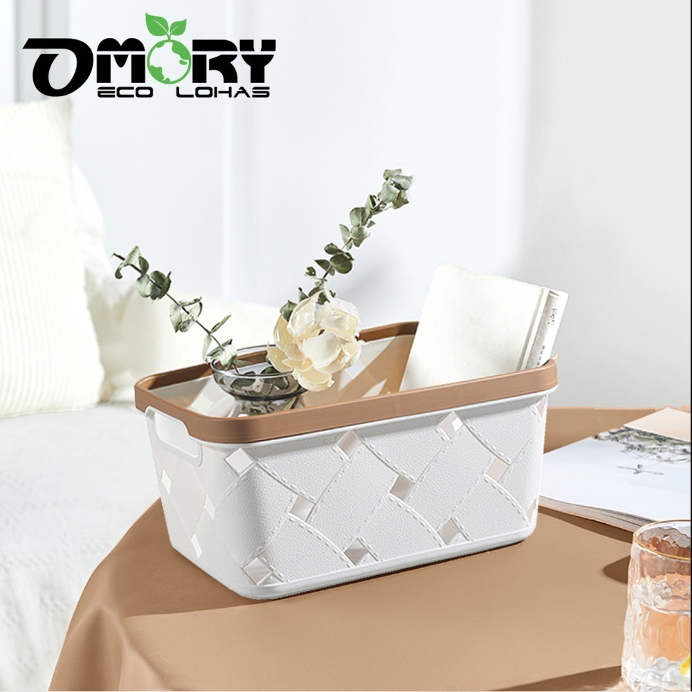 【限時購】【OMORY】仿皮革編織長形收納盒-細節圖5