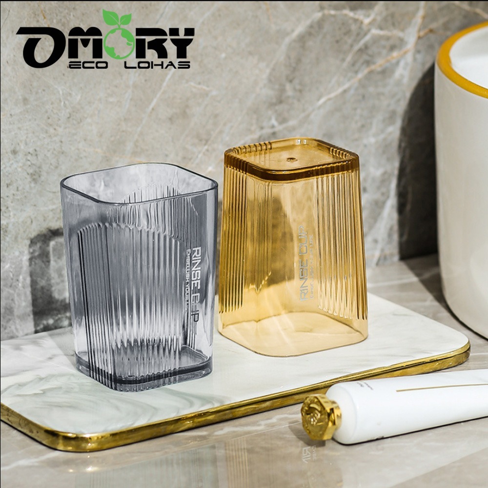 【OMORY】輕奢透明方形漱口杯-細節圖2
