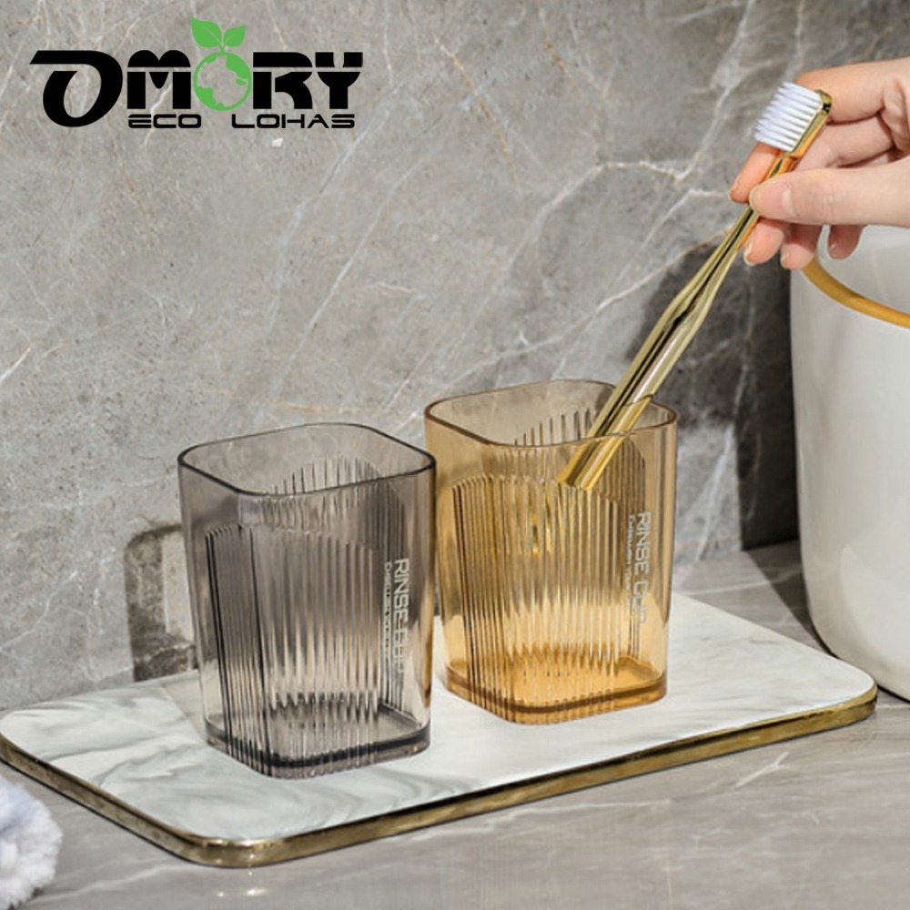 【OMORY】輕奢透明方形漱口杯-細節圖5