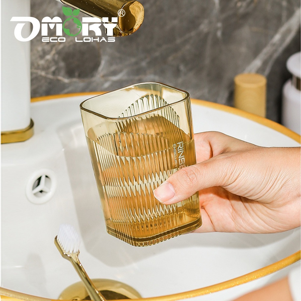 【OMORY】輕奢透明方形漱口杯-細節圖7