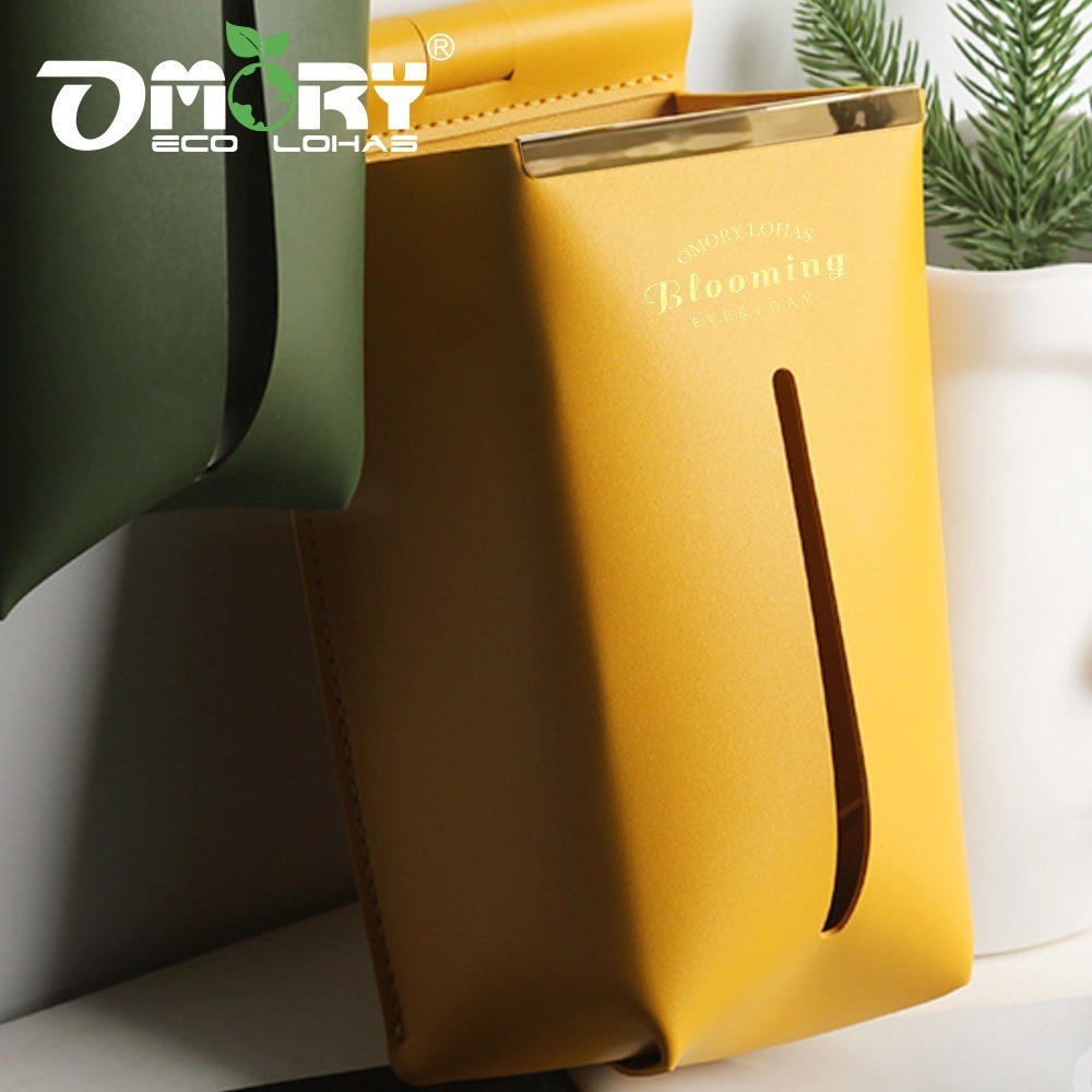 【限時購】【OMORY】無痕壁貼PU皮革面紙盒-細節圖6