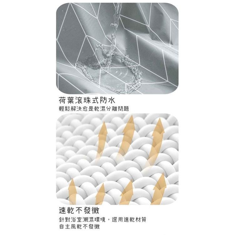 【OMORY】簡約PEVA防水浴簾180x180cm-細節圖9