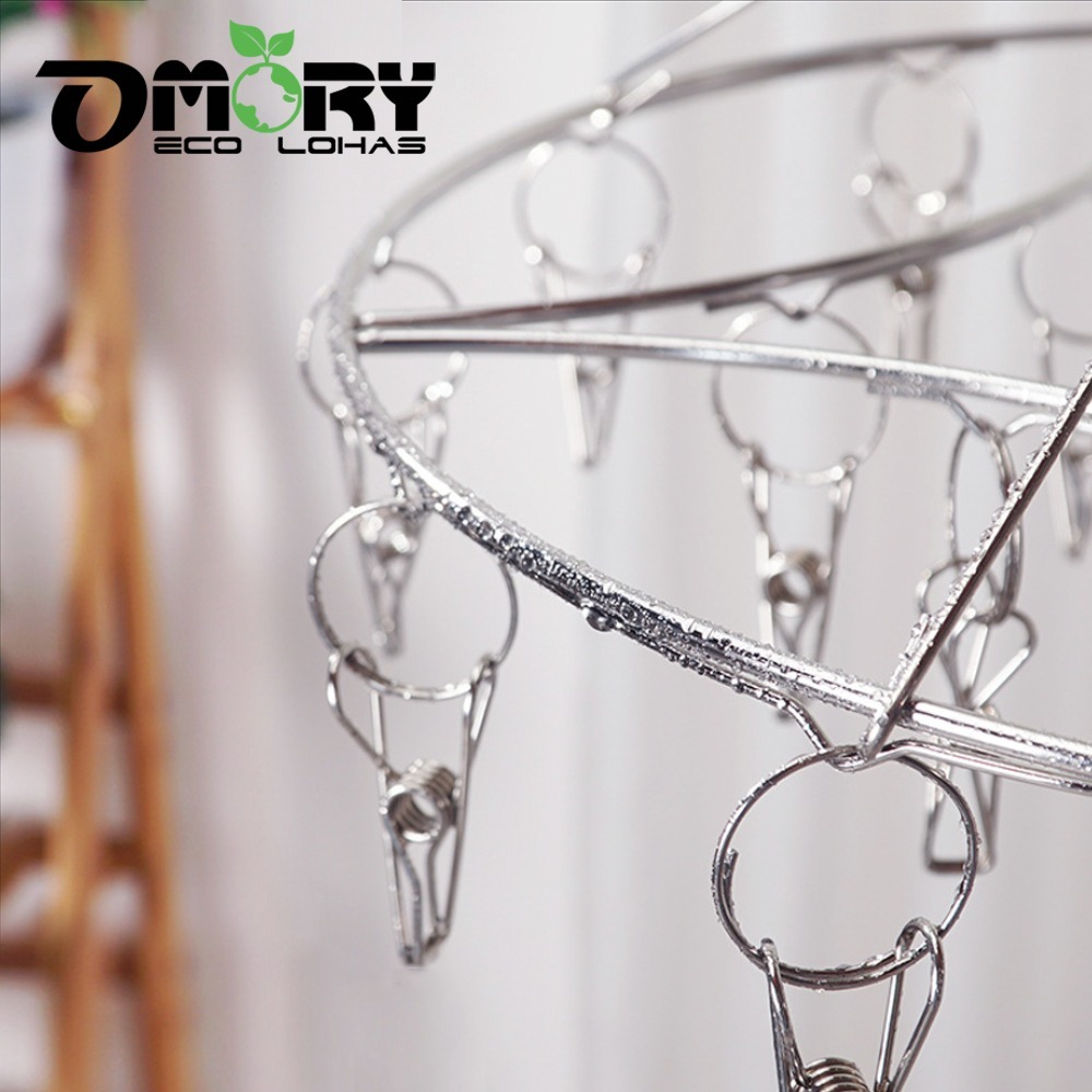 【限時購】【OMORY】不鏽鋼圓型曬衣架-20夾-細節圖4