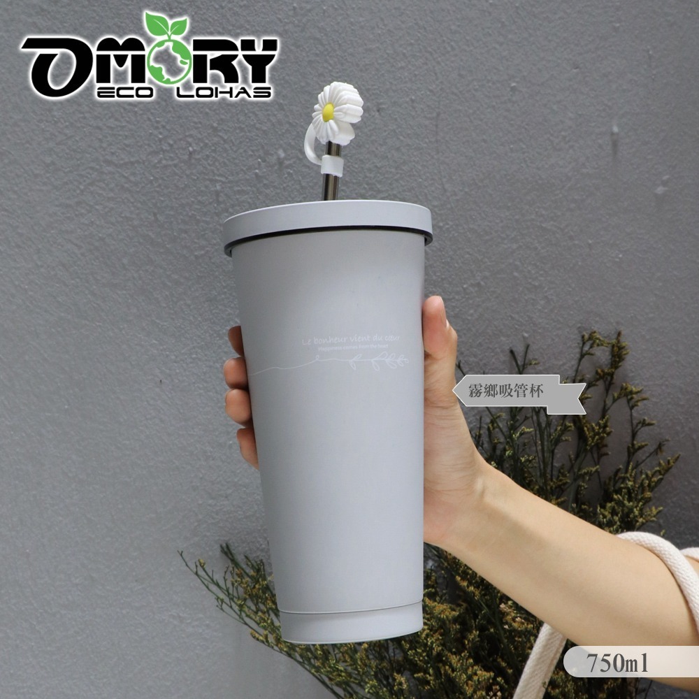 【OMORY】質霧園 304不鏽鋼保溫保冷隨行保溫杯 網美杯  吸管杯 水壺750ml(附吸管套)-任選 #部落客推薦-細節圖4