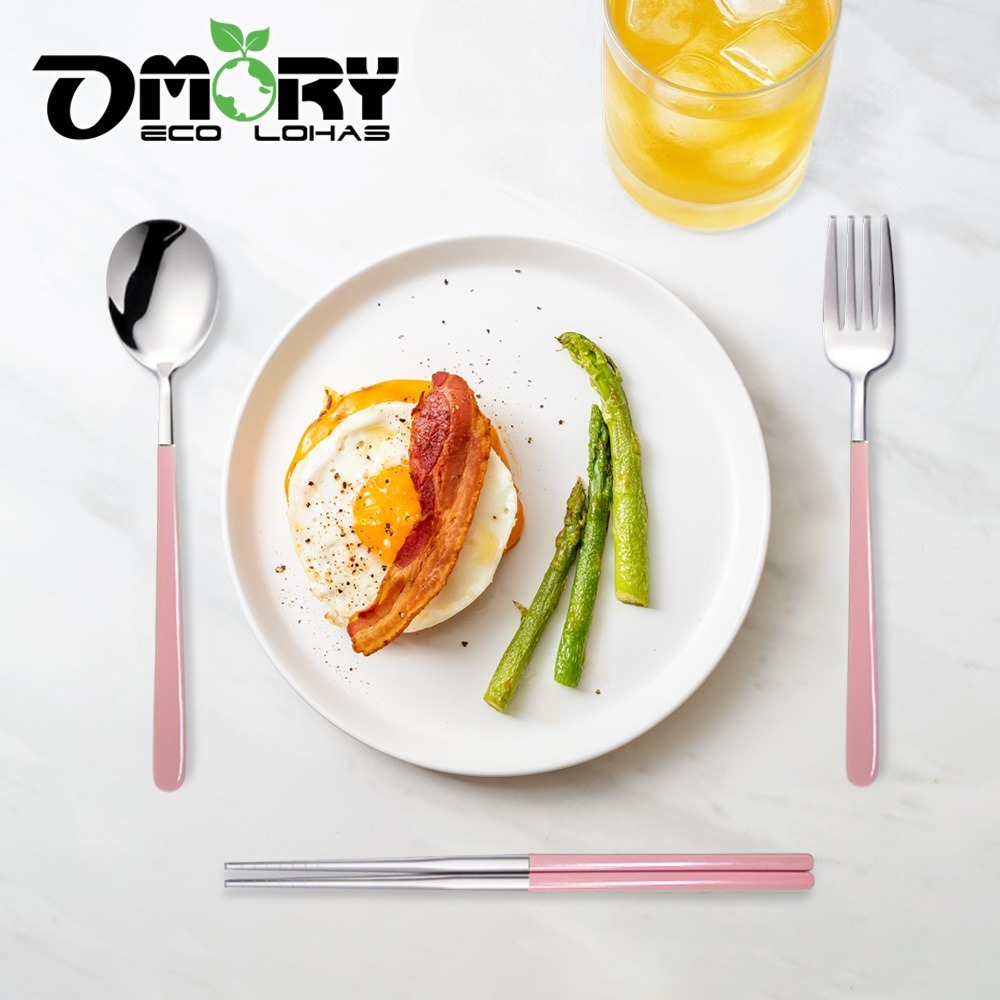 【限時購】【OMORY】304莫蘭迪慢享生活餐具組-櫻花粉-細節圖2