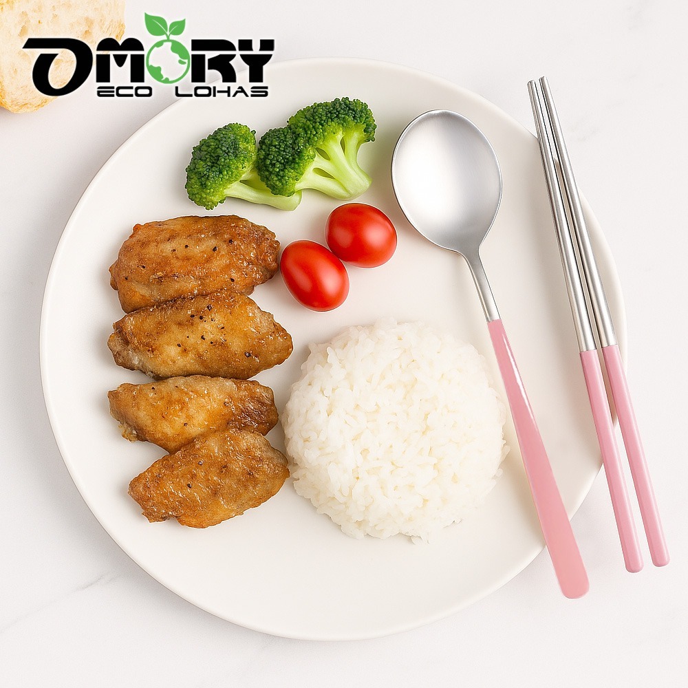 【限時購】【OMORY】304莫蘭迪慢享生活餐具組-櫻花粉-細節圖3