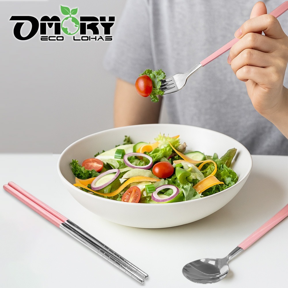 【限時購】【OMORY】304莫蘭迪慢享生活餐具組-櫻花粉-細節圖4