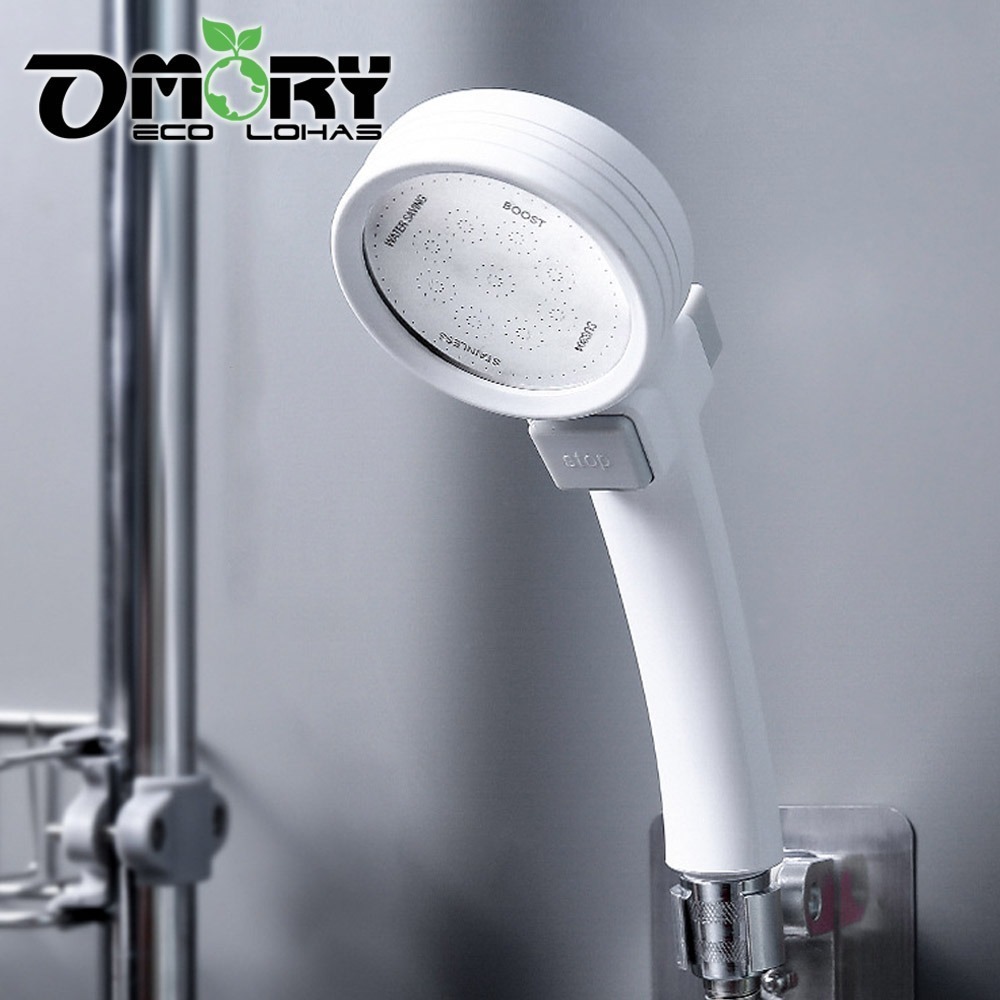 【限時購】【OMORY】日式一鍵止水強力增壓蓮蓬頭-白色-細節圖2