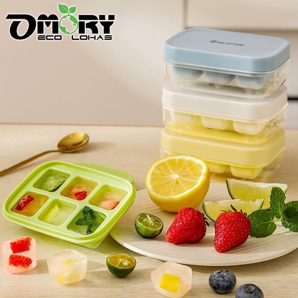 【限時購】【OMORY】MINI6格下壓式製冰盒(附座) 一鍵脫模 冰塊盒 製冰模具 密封防異味 快速製冰神器-細節圖2