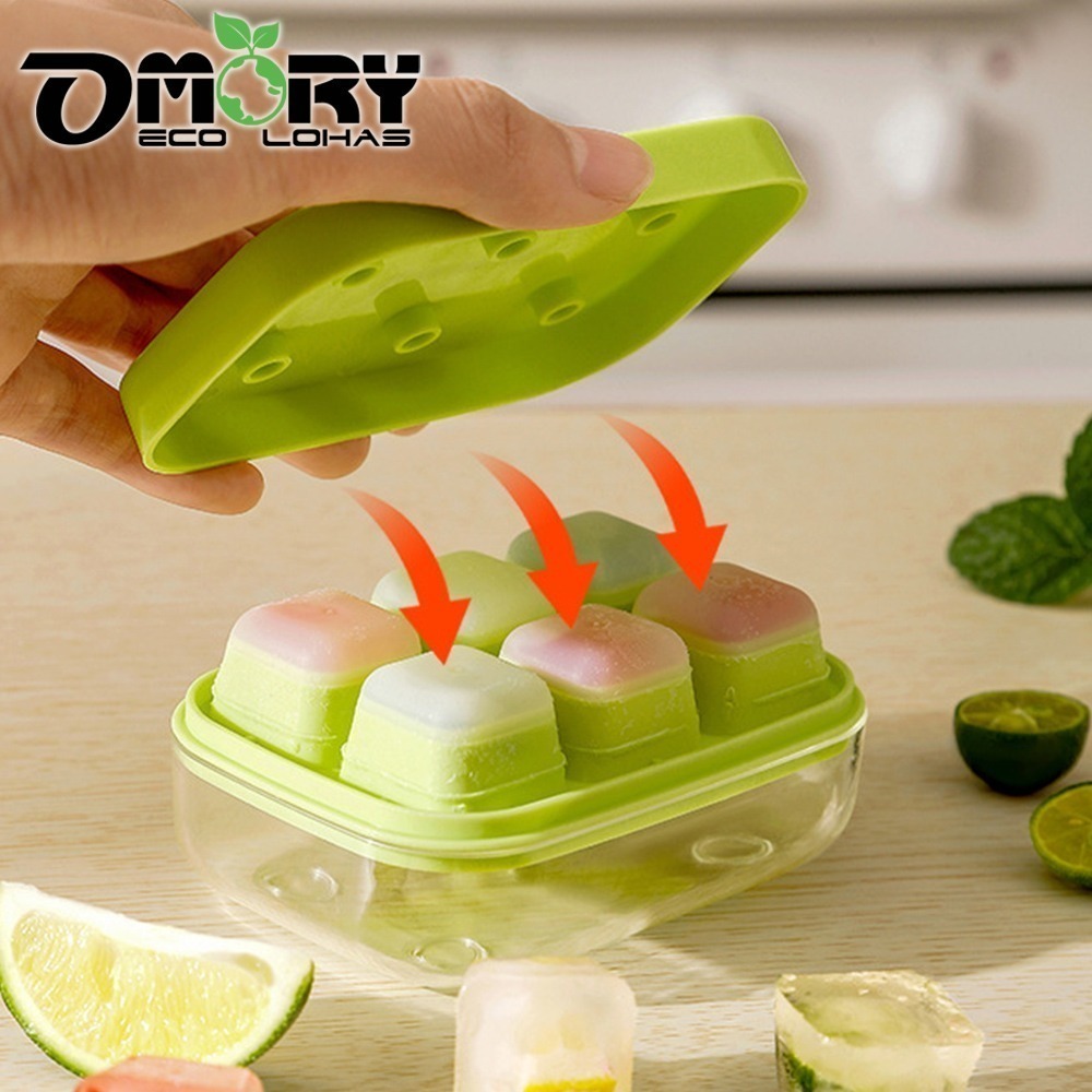 【限時購】【OMORY】MINI6格下壓式製冰盒(附座) 一鍵脫模 冰塊盒 製冰模具 密封防異味 快速製冰神器-規格圖9