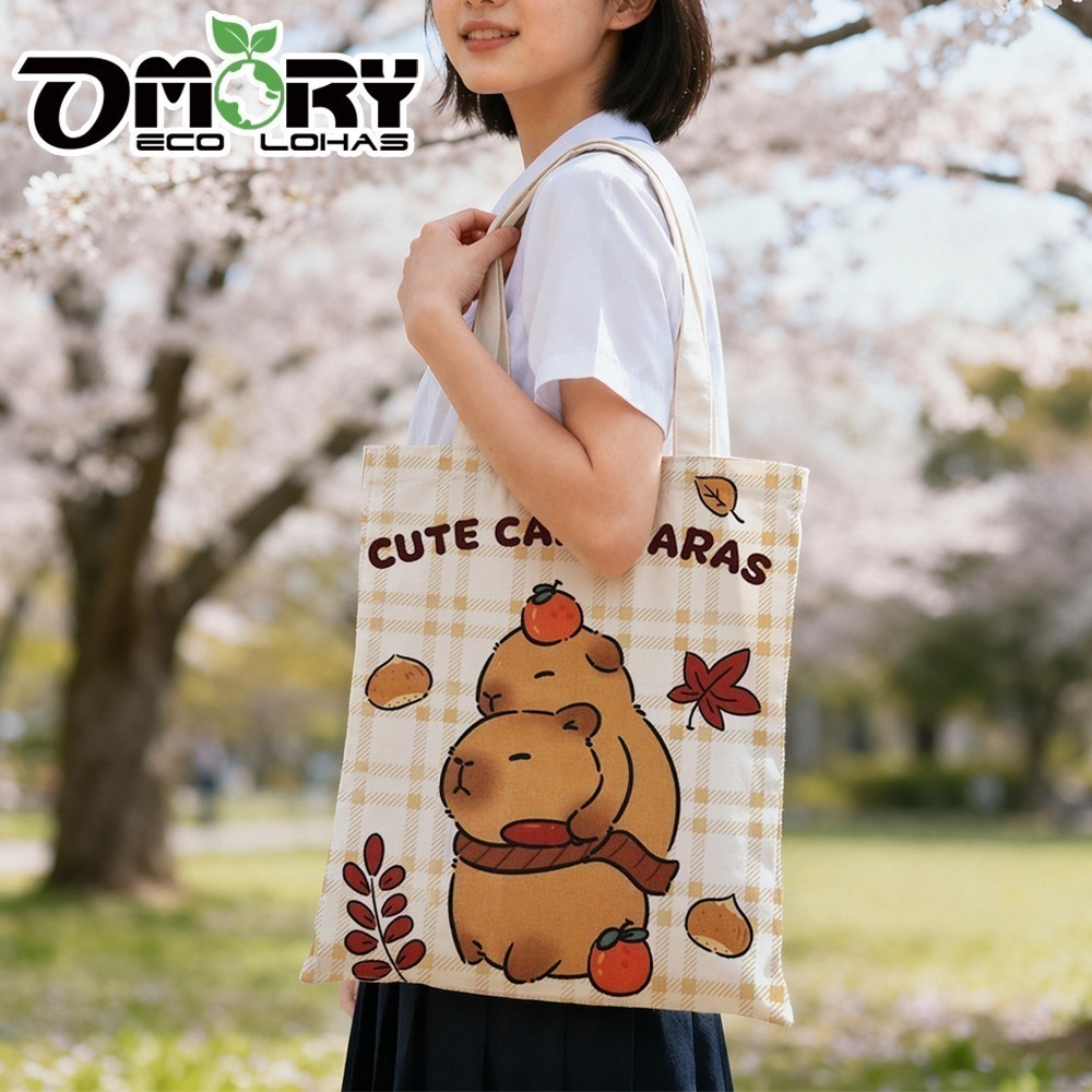 【限時購】【OMORY】卡皮巴拉 豚豚文青帆布袋-隨機-細節圖4