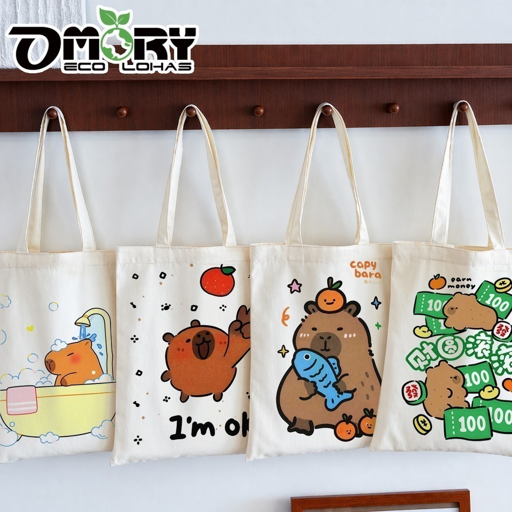 【限時購】【OMORY】卡皮巴拉 豚豚文青帆布袋-隨機-細節圖7