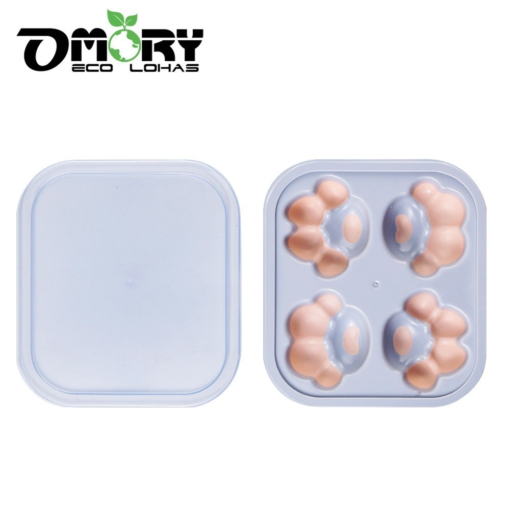 【限時購】【OMORY】可愛製冰/果凍模-四連貓掌 貓咪肉球冰塊模具 矽膠製冰模 果凍模 布丁模 DIY甜點模具-規格圖10