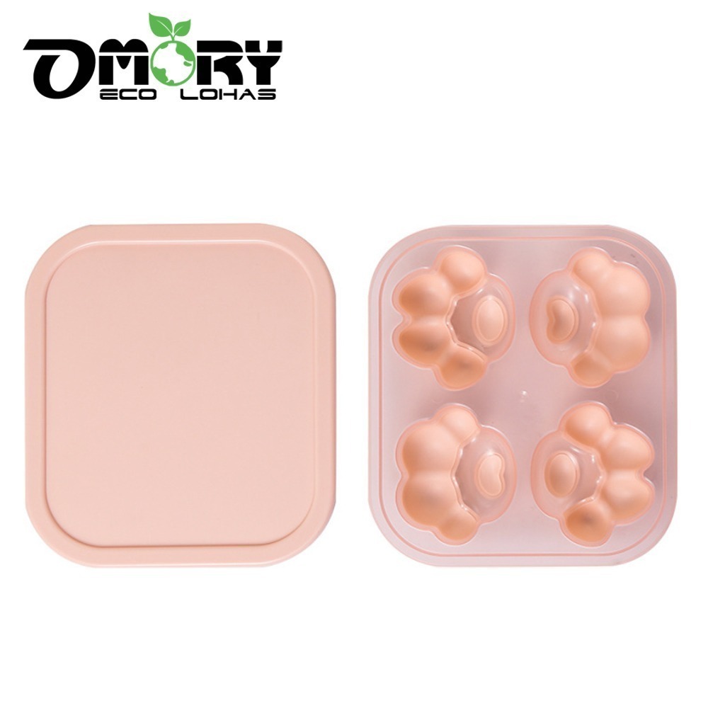 【限時購】【OMORY】可愛製冰/果凍模-四連貓掌 貓咪肉球冰塊模具 矽膠製冰模 果凍模 布丁模 DIY甜點模具-規格圖10