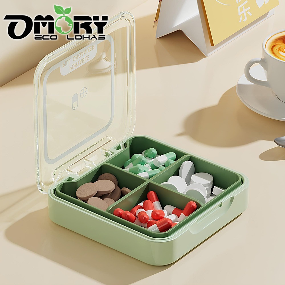 【限時購】【OMORY】便攜四分格隨身小藥盒-細節圖5