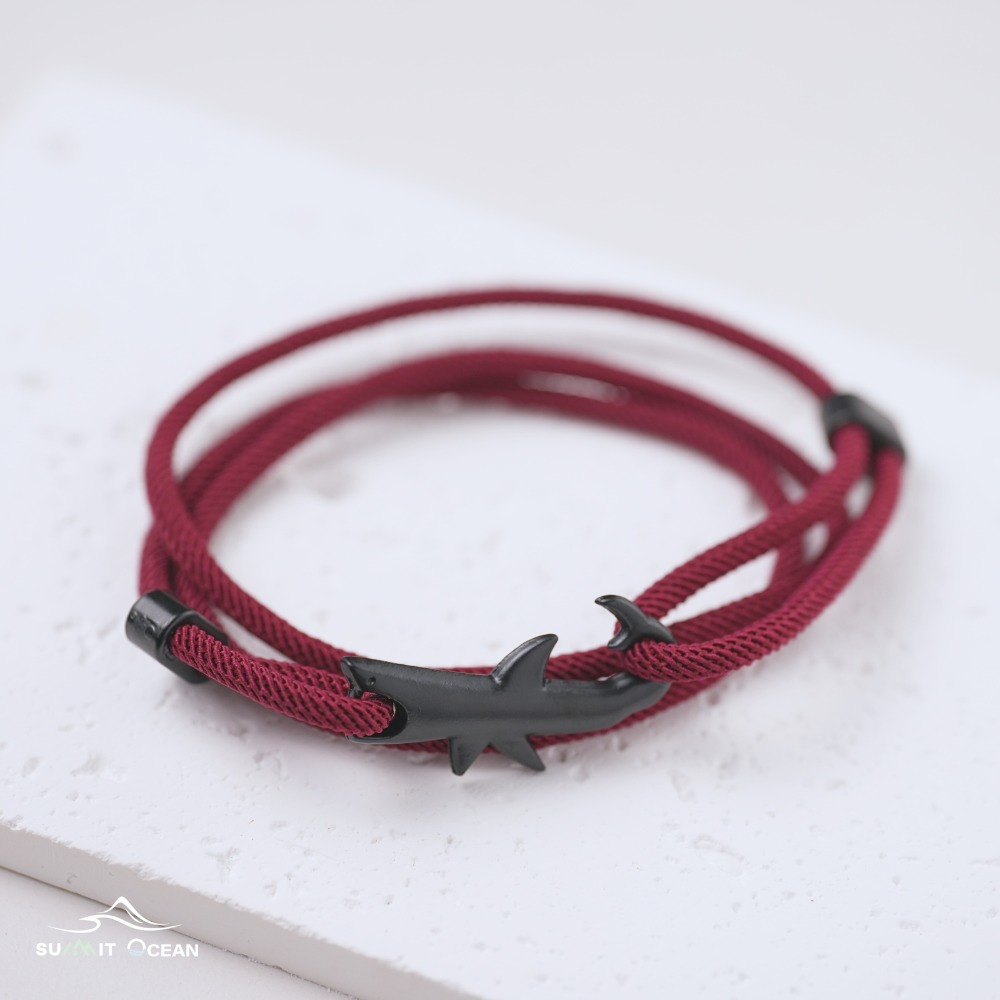 海龜手鍊｜鯊魚手鍊｜海洋風｜編織｜鯨魚尾｜手繩｜手環｜手飾｜手鍊｜編織｜精工｜質感｜調節｜情侶款｜鯨魚黑尾手繩-規格圖1