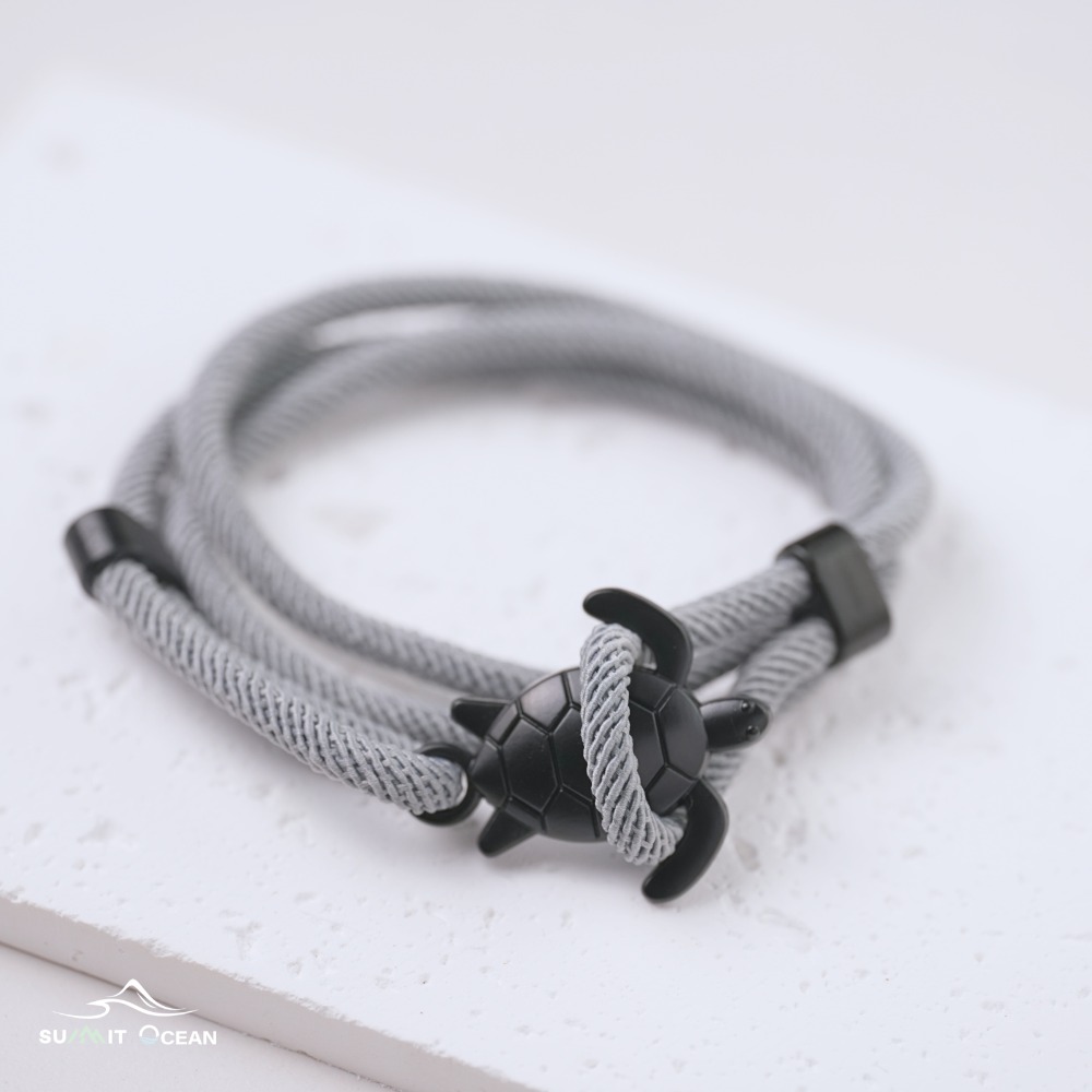 海龜手鍊｜鯊魚手鍊｜海洋風｜編織｜鯨魚尾｜手繩｜手環｜手飾｜手鍊｜編織｜精工｜質感｜調節｜情侶款｜鯨魚黑尾手繩-規格圖1