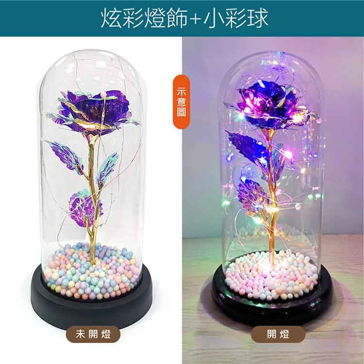 【VENCEDOR】LED發光玻璃罩金箔花 情人節花束 畢業禮物 生日花束 交換禮物 送禮首選-細節圖3