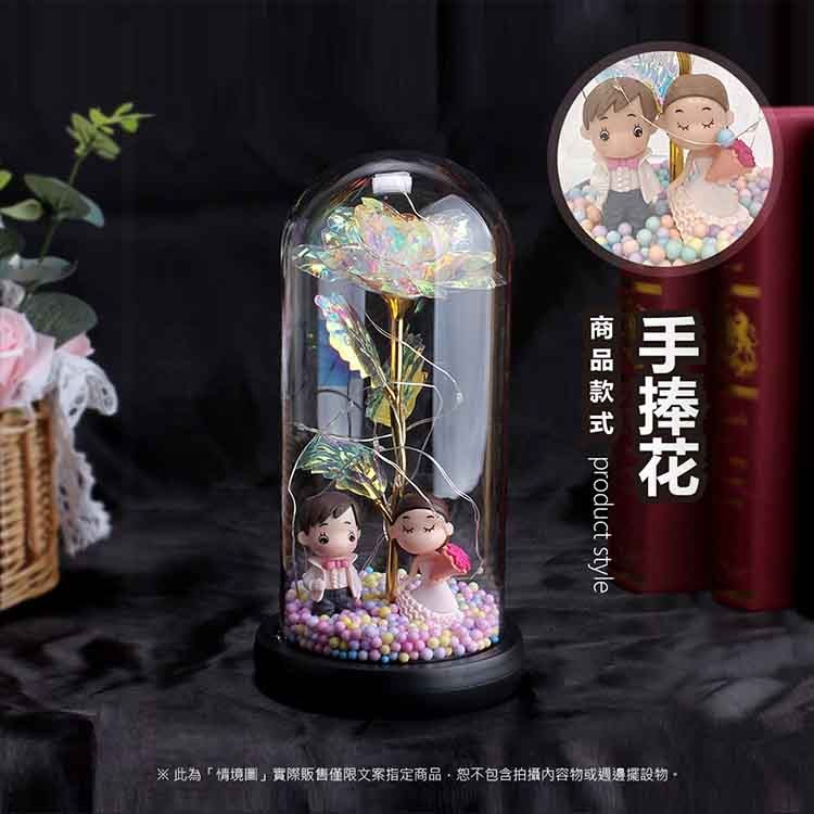 【VENCEDOR】LED發光玻璃罩金箔花 情人節花束 畢業禮物 生日花束 交換禮物 送禮首選-細節圖5