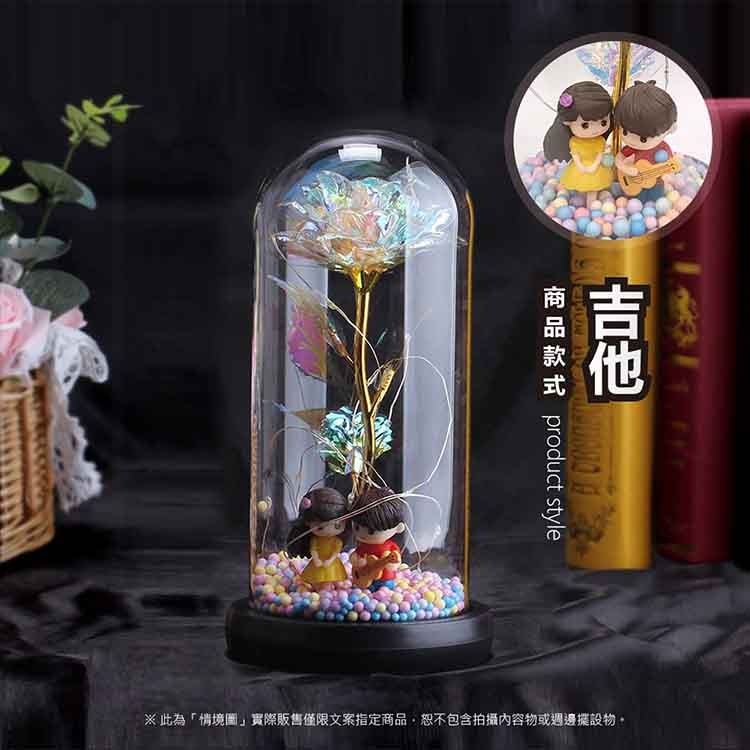 【VENCEDOR】LED發光玻璃罩金箔花 情人節花束 畢業禮物 生日花束 交換禮物 送禮首選-細節圖6