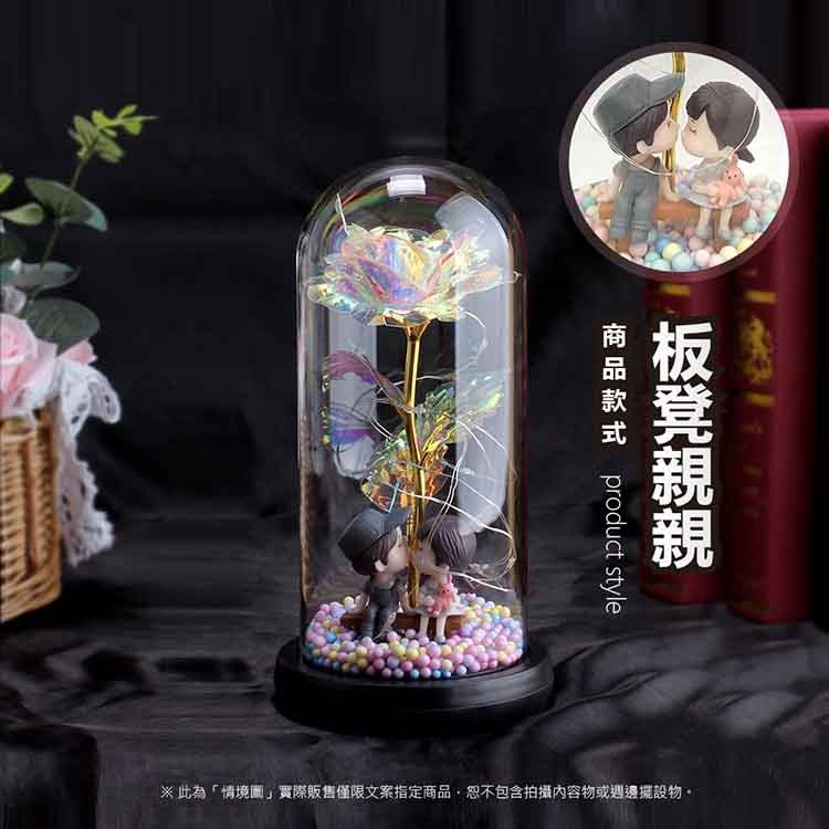 【VENCEDOR】LED發光玻璃罩金箔花 情人節花束 畢業禮物 生日花束 交換禮物 送禮首選-細節圖7