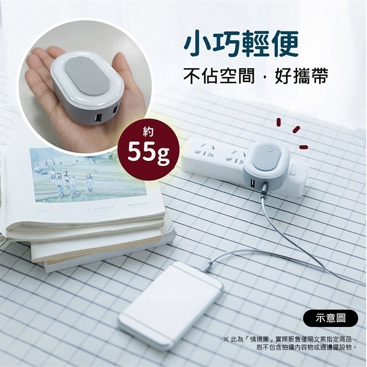 【VENCEDOR】USB小夜燈充電器 / 充電 雙usb孔 usb插孔 雙口夜燈 便攜 迷你燈-細節圖8