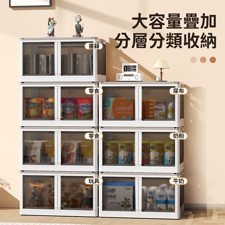 【VENCEDOR】五門儲物折疊收納箱 / 超大容量 折疊收納箱 摺疊收納箱 衣物收納箱 側開 收納箱-細節圖4