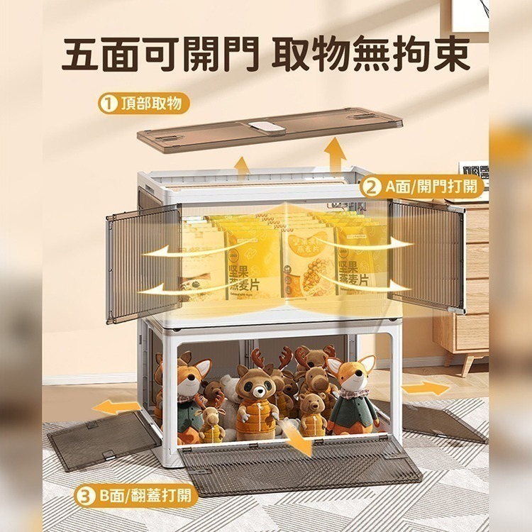【VENCEDOR】五門儲物折疊收納箱 / 超大容量 折疊收納箱 摺疊收納箱 衣物收納箱 側開 收納箱-細節圖9