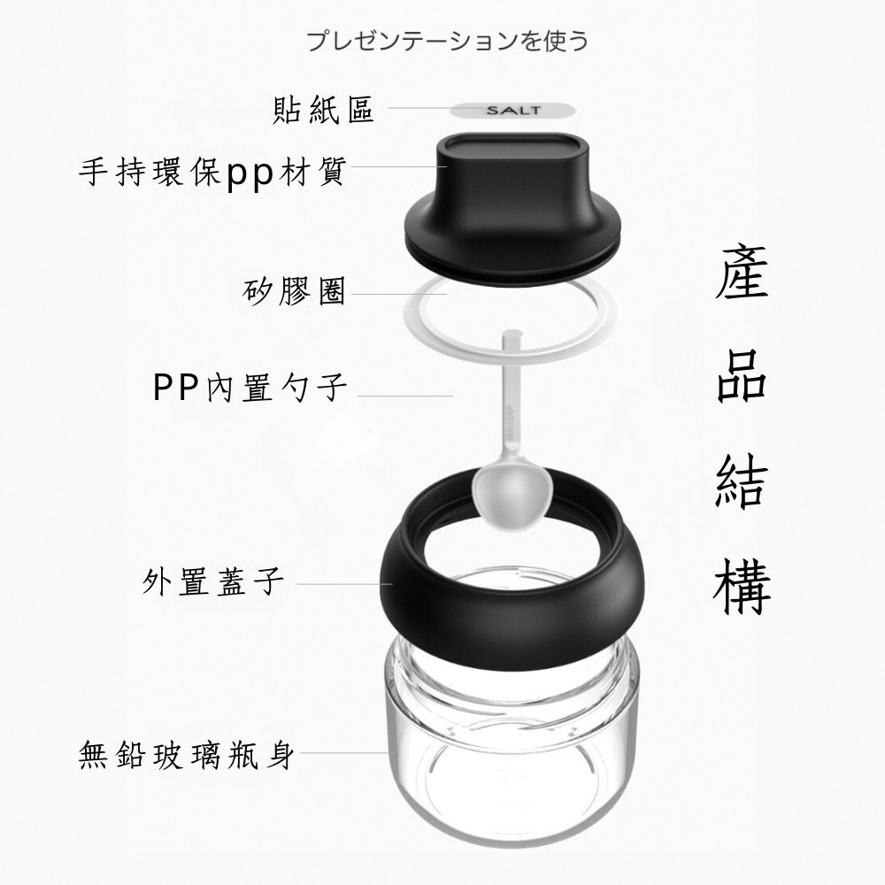 【VENCEDOR】玻璃勺蓋一體調味瓶*2入 / 調味料罐 帶勺調味罐 防潮密封調味瓶 廚房好物-細節圖5