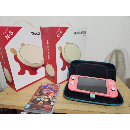 二手switch lite+寶可夢朱+動物森友會(無盒)+太鼓存鼓*2