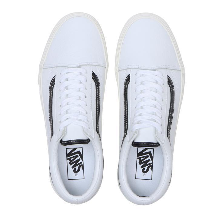 [unclev1966] Vans Old Skool 白色 皮革 黑線 百搭 休閒 滑板鞋 男女款-細節圖3