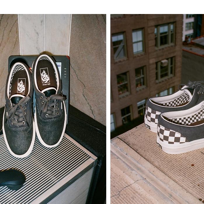 [unclev1966] Vans AUTHENTIC VAINL ARCHIVE 單寧 水洗黑 棋盤格 聯名款 滑板鞋-細節圖4