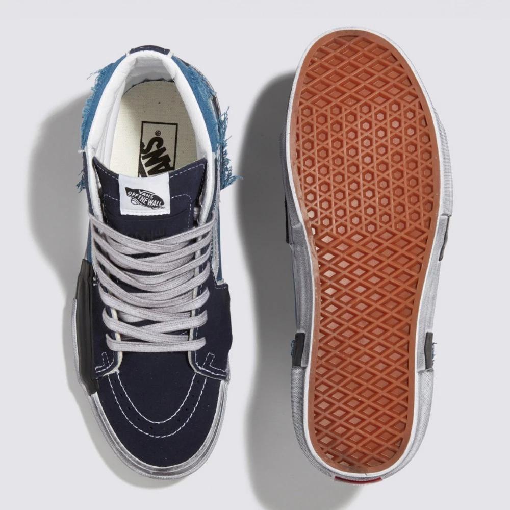 [unclev1966] Vans Sk8-Hi Reconstruct 海軍藍 棋盤格 碎布 剪裁 解構 仿舊 滑板鞋-細節圖2