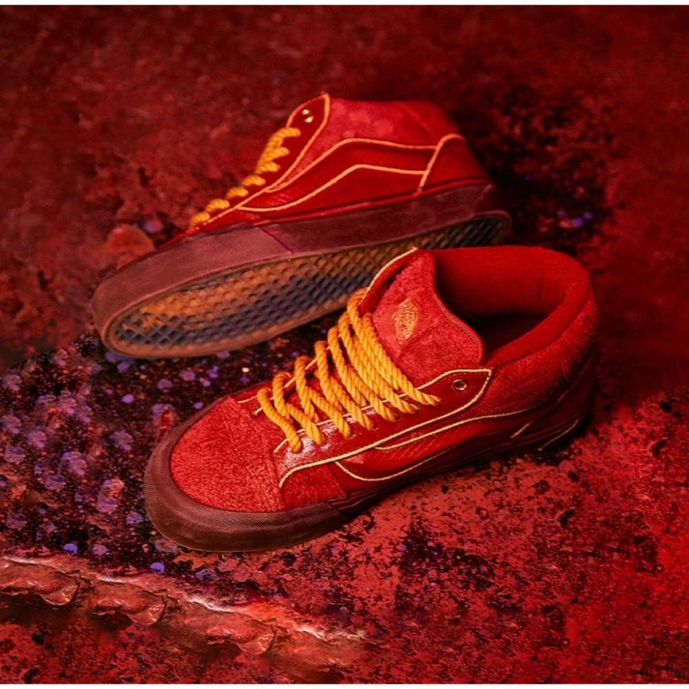 [unclev1966] 代購 Vans Knu Mid X Dragon CNY 紅色 麂皮 紋路 龍年限定 滑板鞋-細節圖2