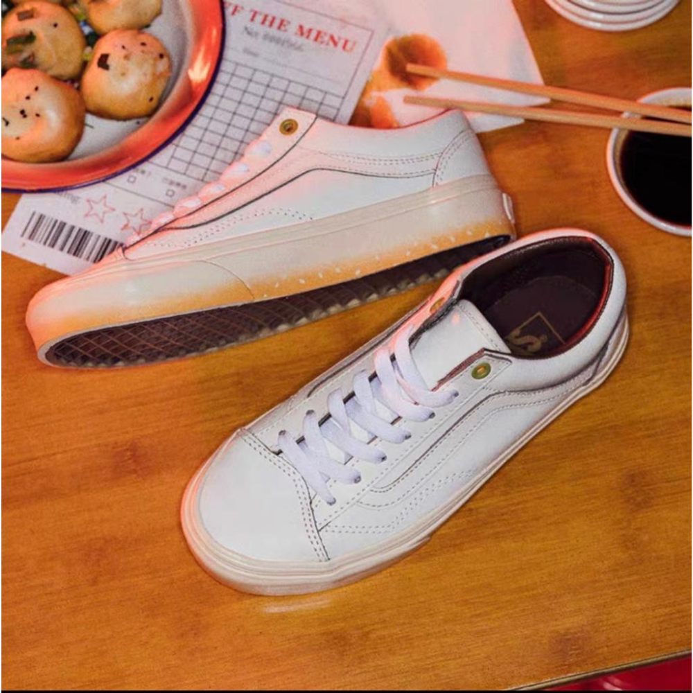 [unclev1966] 代購 Vans Style 36 City 上海城市系列 小籠包 皮革 白色 仿舊 滑板鞋-細節圖2