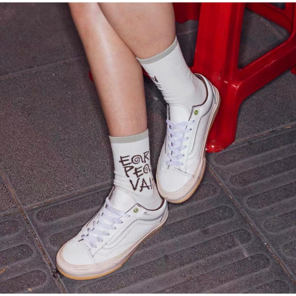 [unclev1966] 代購 Vans Style 36 City 上海城市系列 小籠包 皮革 白色 仿舊 滑板鞋-細節圖3