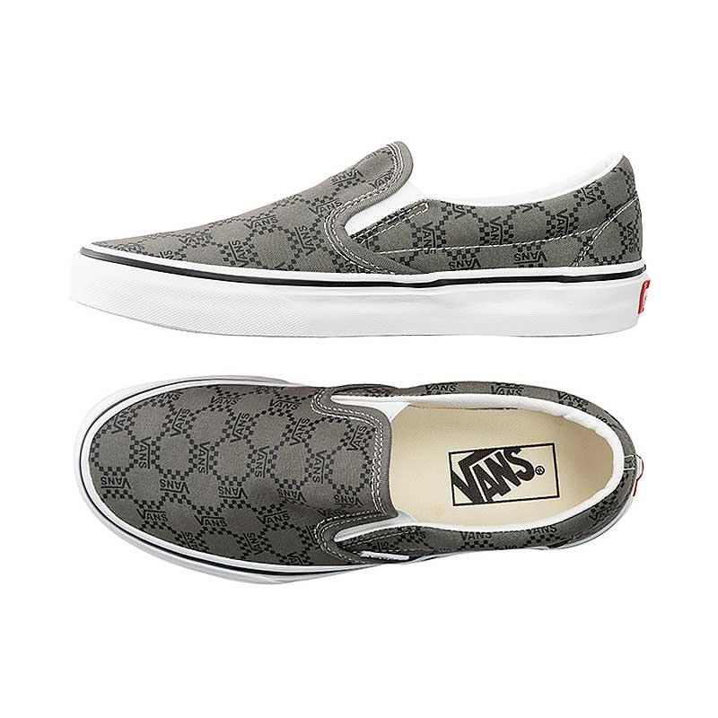 [unclev1966] Vans Classic Slip-On 灰色 滿版LOGO 懶人鞋 滑板鞋 男女款-細節圖3