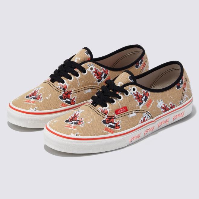 [unclev1966]代購 OTW X VANS X OKEH Authentic 卡其 火焰 唱片 果凍底 滑板鞋-細節圖2